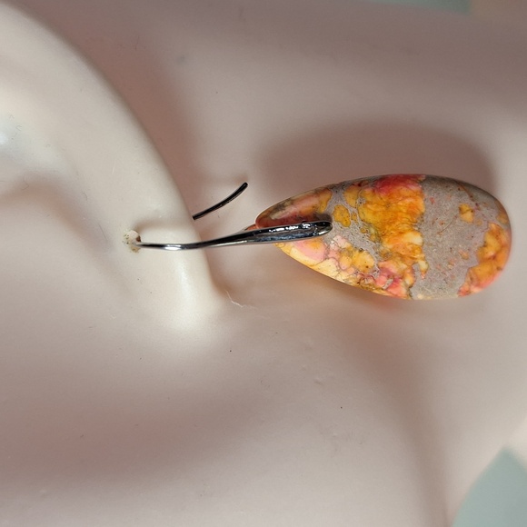 Elegant Orange Stone Drop Earrings - Picture 4 of 4